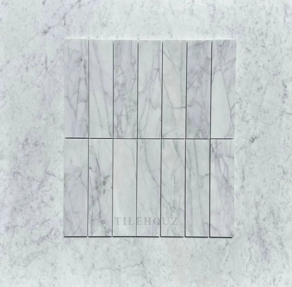 Carrara White Marble 2x8 tile, polished and honed finish, Tilehouz wall & ceiling tile