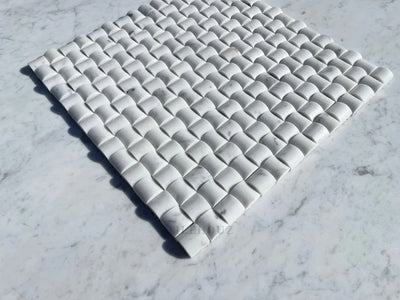 Carrara White Marble 3-D Small Bread Mosaic Tile Polished&Honed