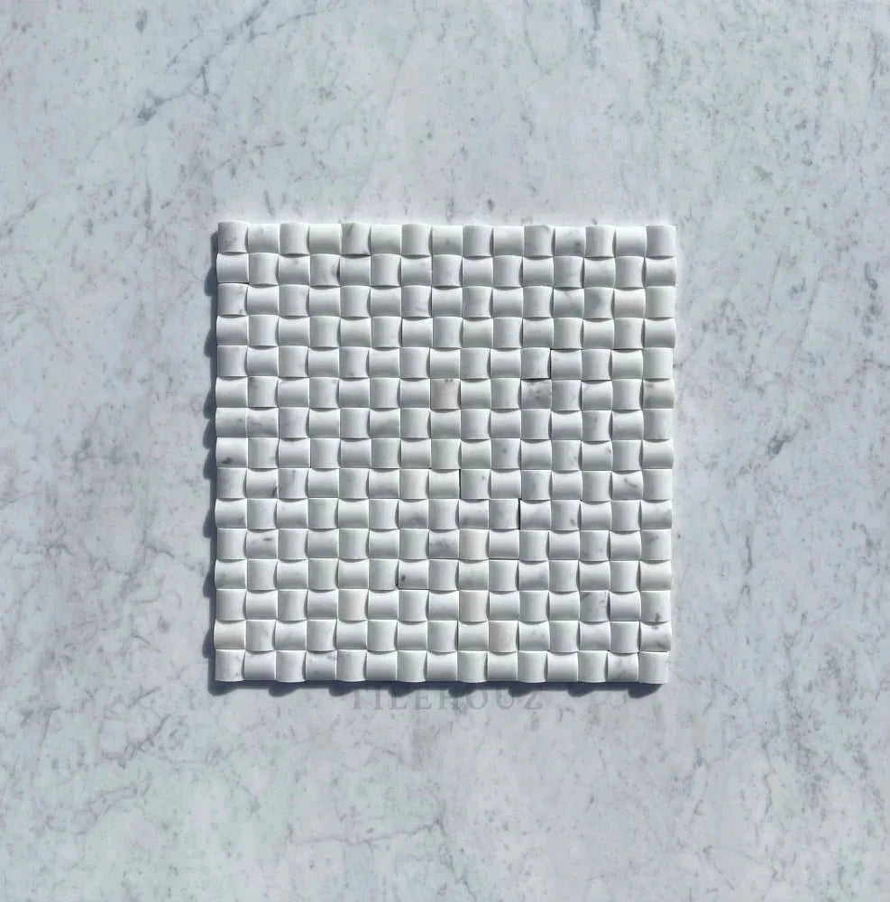 Carrara White Marble 3-D Bread Mosaic Tile by Tilehouz, polished & honed wall/ceiling tile