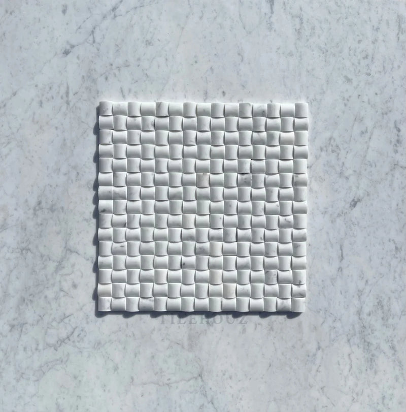 Carrara White Marble 3-D Small Bread Mosaic Tile Polished&Honed