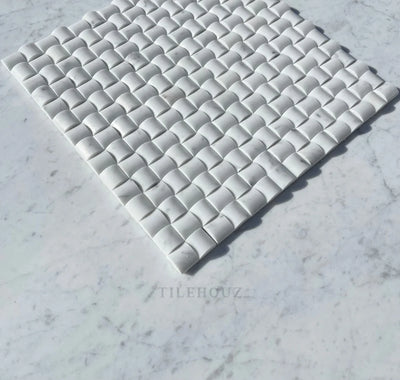 Carrara White Marble 3-D Small Bread Mosaic Tile Polished&Honed