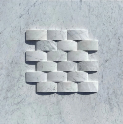 Carrara White Marble 3D 2X4 Arched Mosaic Polished&Honed