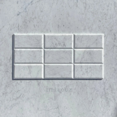 Carrara White Marble 3X6 Deep Beveled Tile Polished&Honed