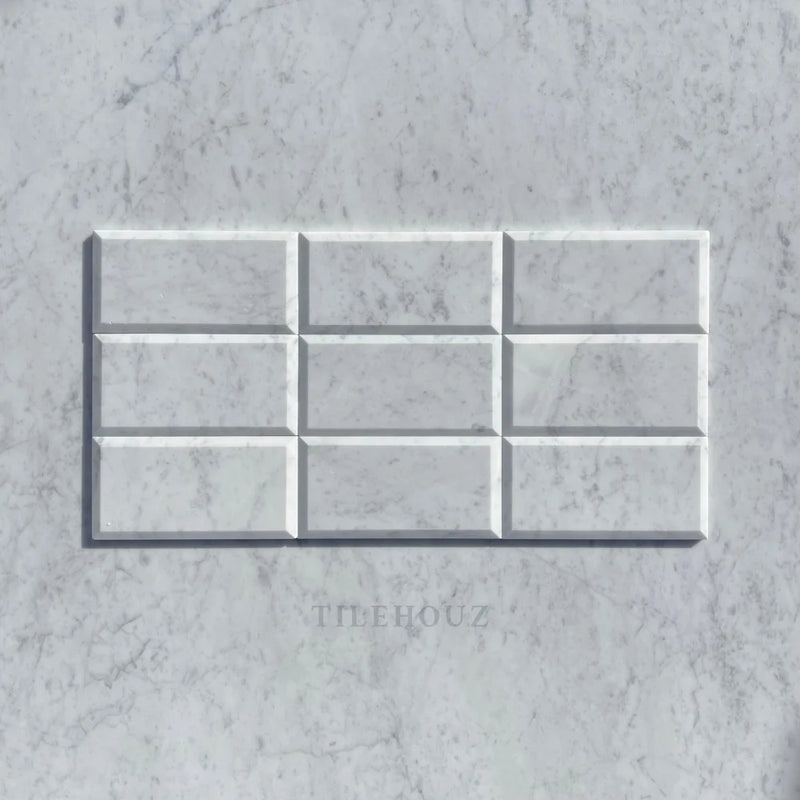 Carrara White Marble 3X6 Deep Beveled Tile Polished&Honed