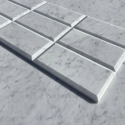 Carrara White Marble 3X6 Deep Beveled Tile Polished&Honed