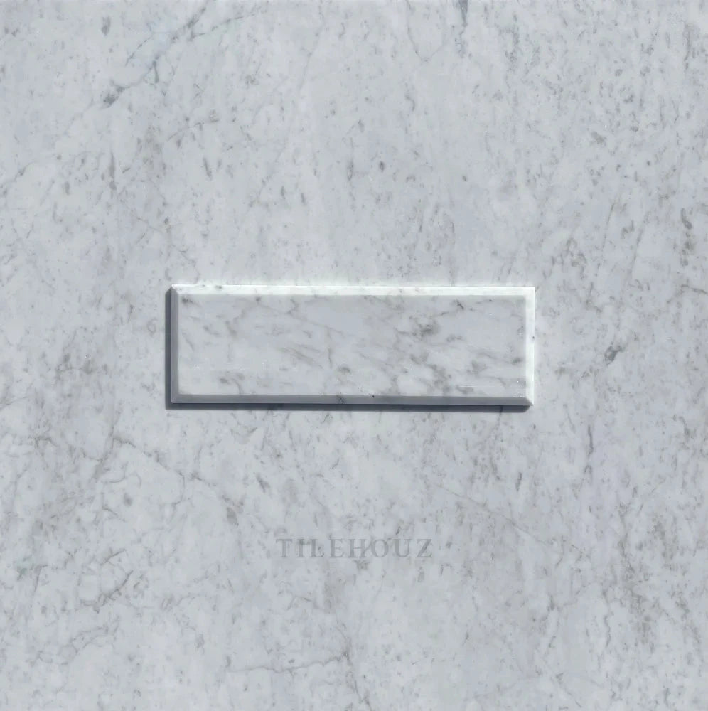 Carrara White Marble 4x12 deep beveled tile with polished and honed finishes