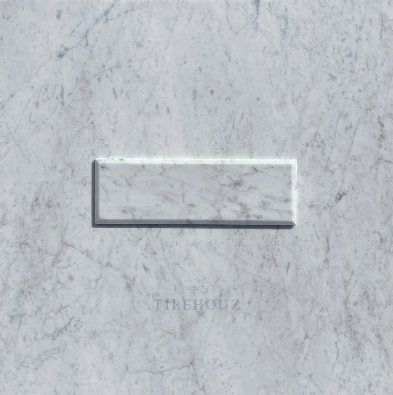 Carrara White Marble 4X12 Deep Beveled Tile Polished&Honed
