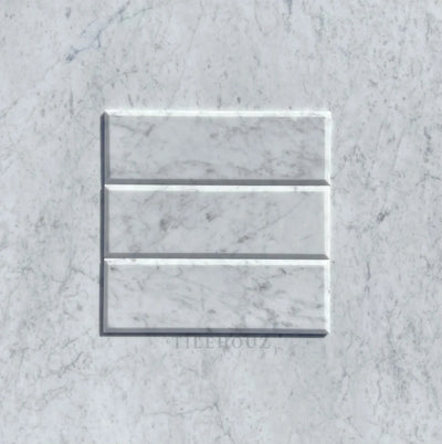 Carrara White Marble 4X12 Deep Beveled Tile Polished&Honed