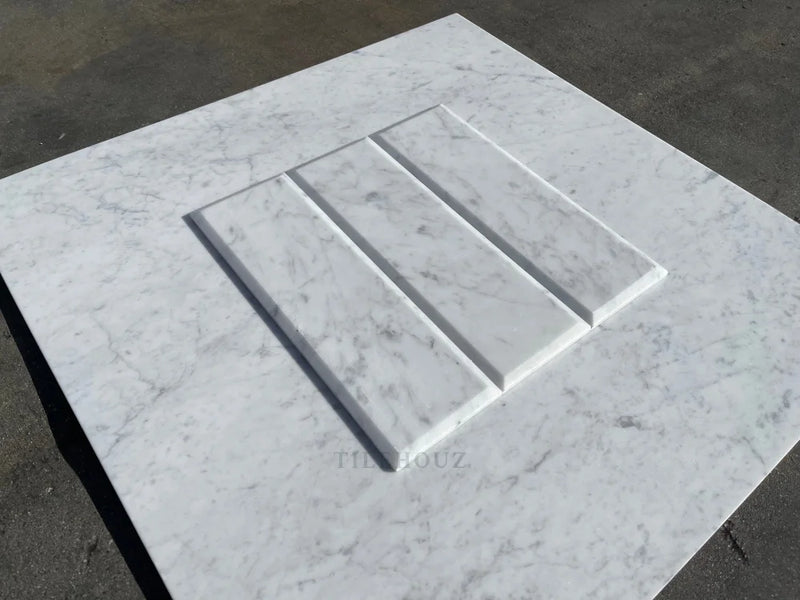 Carrara White Marble 4X12 Deep Beveled Tile Polished&Honed