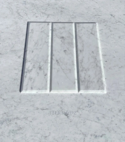 Carrara White Marble 4X12 Deep Beveled Tile Polished&Honed