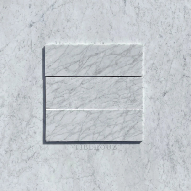 Carrara White Marble 4X12 Tile Polished&Honed