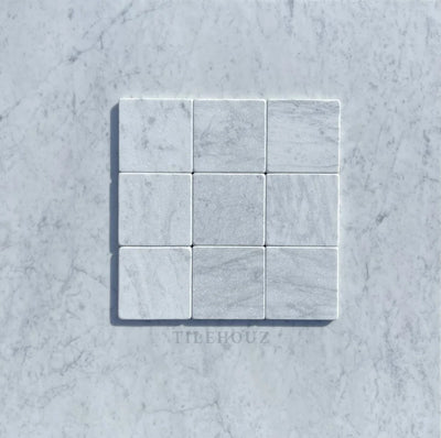 Carrara White Marble 4X4 Tumbled Tile