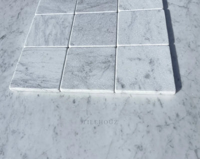 Carrara White Marble 4X4 Tumbled Tile