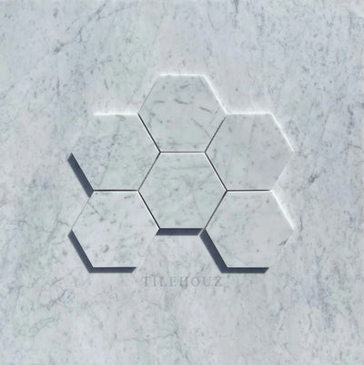 Carrara White Marble 5 Hexagon Mosaic Tile Polished&Honed