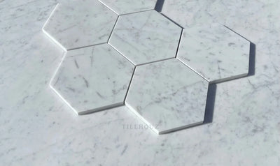 Carrara White Marble 5 Hexagon Mosaic Tile Polished&Honed