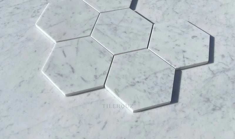 Carrara White Marble 5 Hexagon Mosaic Tile Polished&Honed