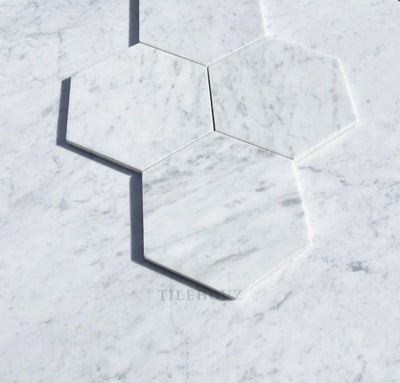 Carrara White Marble 6 Hexagon Mosaic Polished&Honed