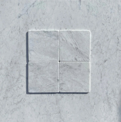 Carrara White Marble 6X6 Tumbled Tile