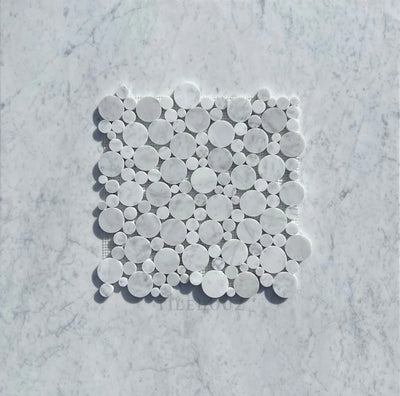 Carrara White Marble Bubbles Mosaic Tile Polished&Honed
