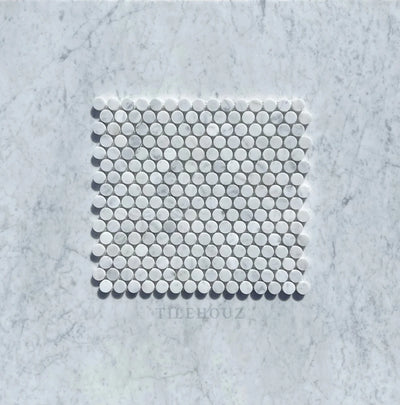 Carrara White Marble Penny Round Mosaic Tile Polished&Honed