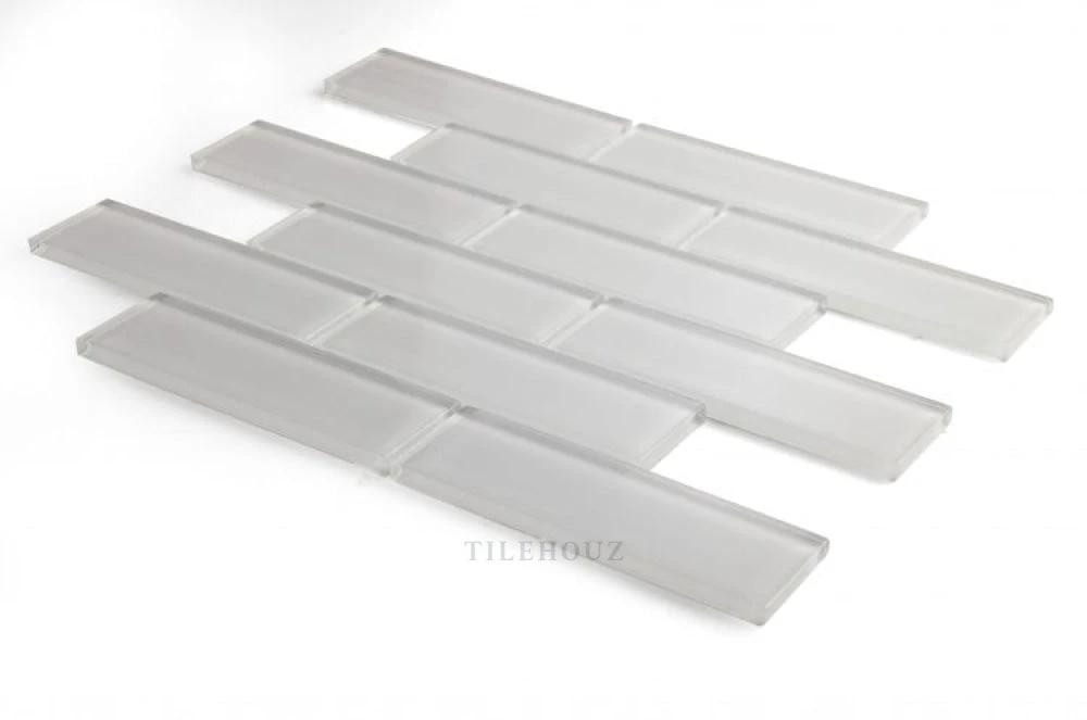 Tilehouz Casale Light glass mosaic tiles, four 11.75 x 11.75 in strips.