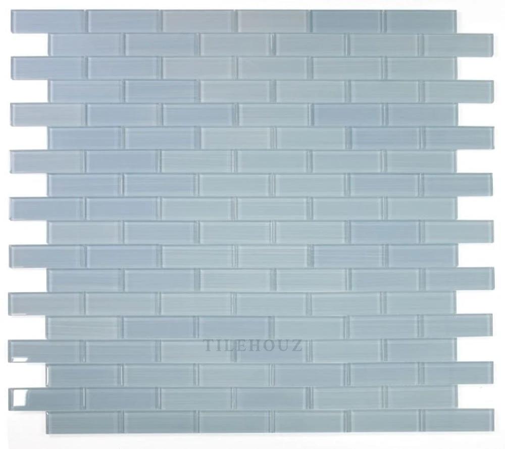 Casale Lucy blue glass mosaic tile, 11.75 x 11.75 in, brick-pattern wall tile, Tilehouz