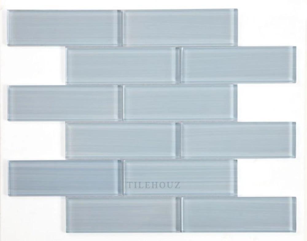 Casale Lucy Blue Painting glass mosaic tile by Tilehouz, 11.75 x 11.75 in, blue brick-pattern