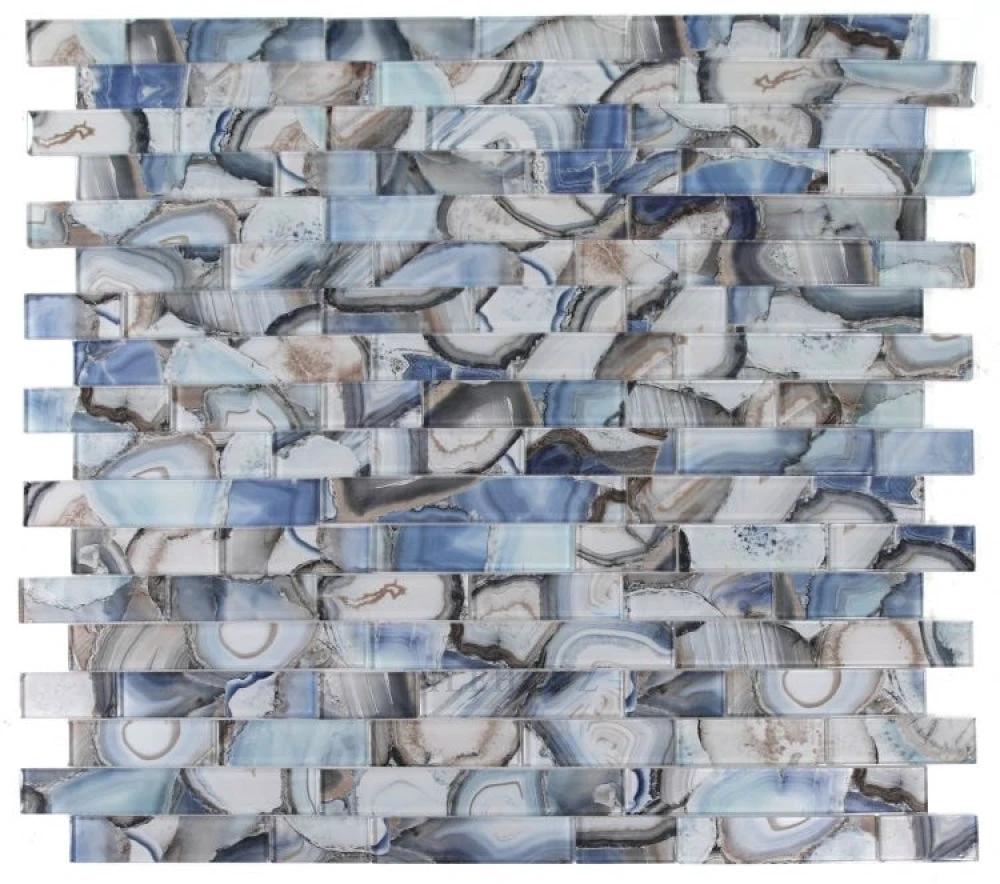 Casale Shell Blue glass mosaic tile, 11.75 x 11.75, Subway Glass Series by Tilehouz