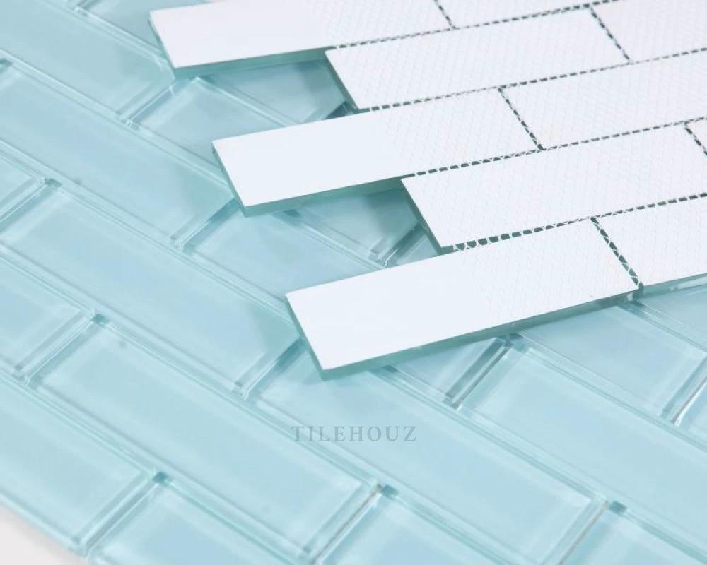 Casale Teal glass mosaic tile, 11.75 x 11.75, teal color, wall & ceiling tile by Tilehouz