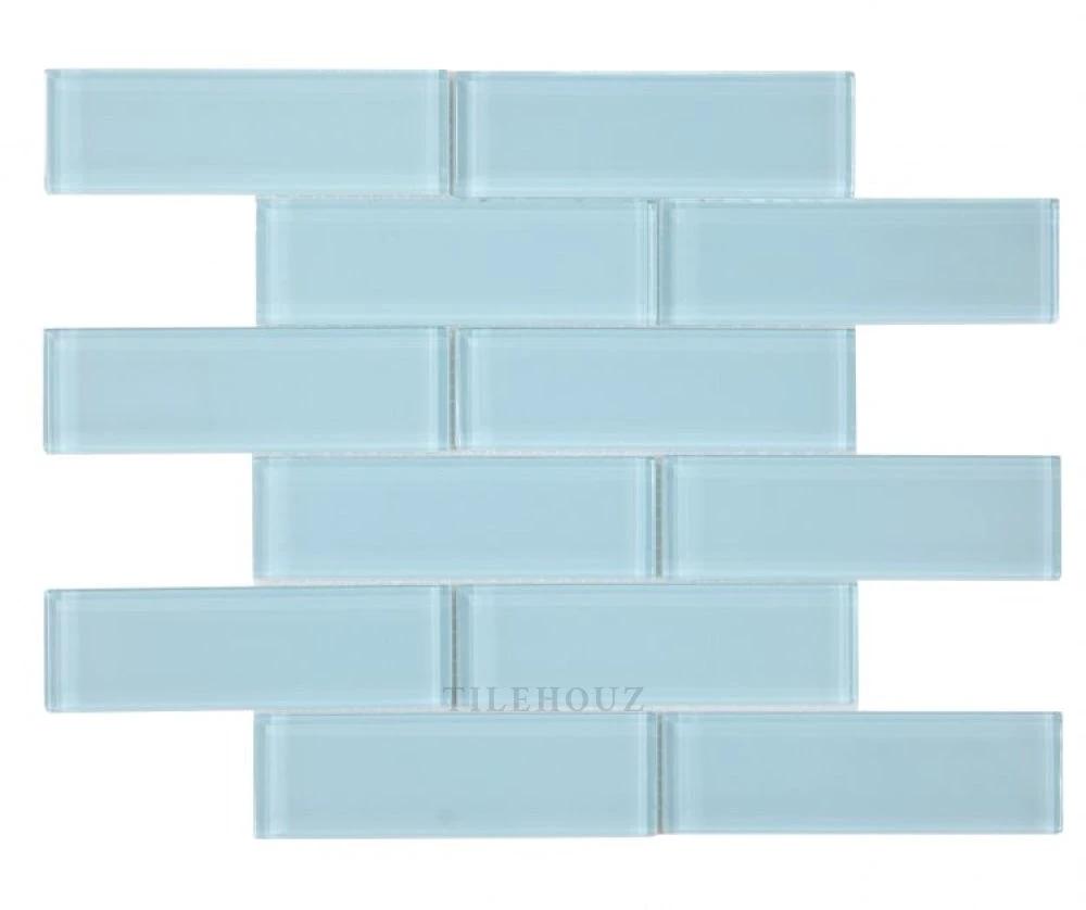 Casale Teal glass mosaic tile sheet, 11.75 x 11.75 in, teal glass by Tilehouz