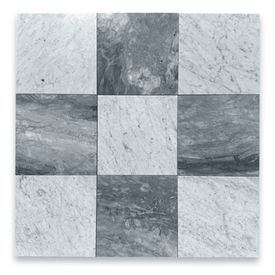 Checkerboard Carrara & Nuvolato Marble