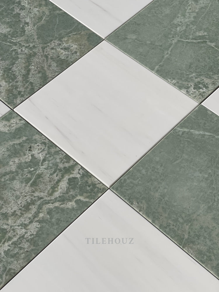 Checkerboard Ming Green & Dolomite Marble