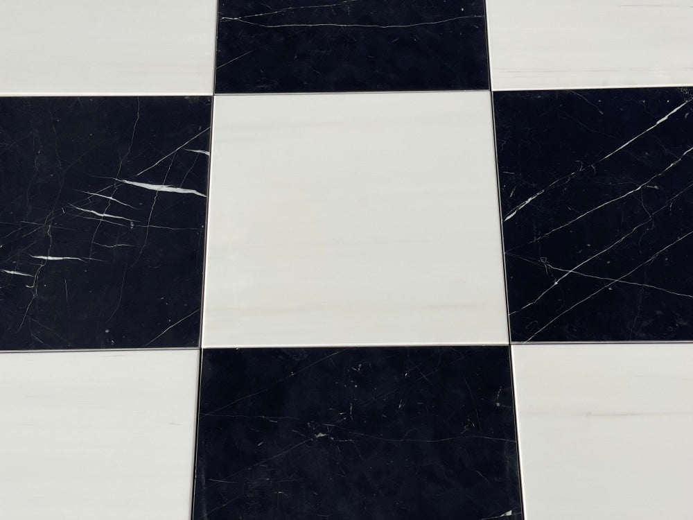 Checkerboard Marble Tile Nero Marquina & Bianco Dolomite – Tilehouz