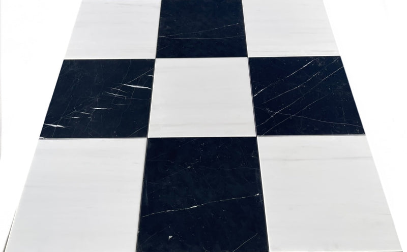 Checkerboard Marble Tile Nero Marquina & Bianco Dolomite – Tilehouz