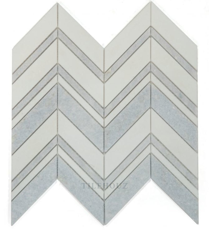 Chevron Crystal Ocean 11.75 X 12.25 Marble