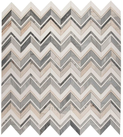 Chevron Ravenna Blue 11.75 X 12.25 Marble