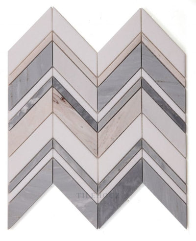 Chevron Ravenna Blue 11.75 X 12.25 Marble