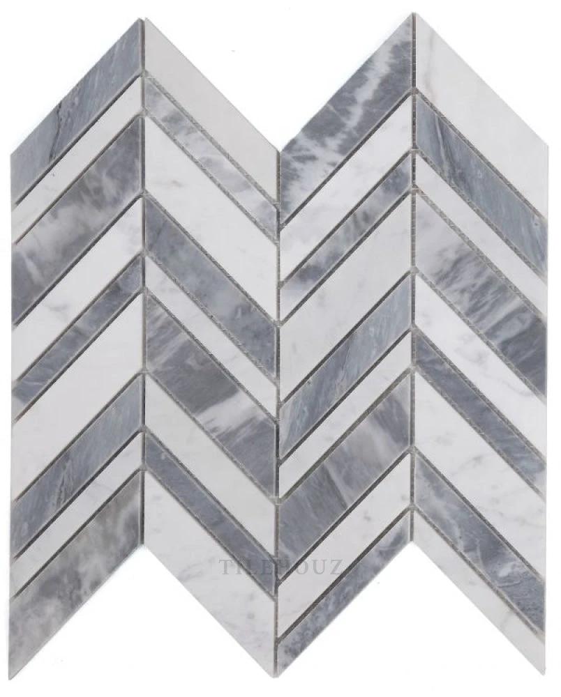 Chevron Shadow Lava marble tile 11.75 x 12 in gray chevron pattern for wall & ceiling by Tilehouz