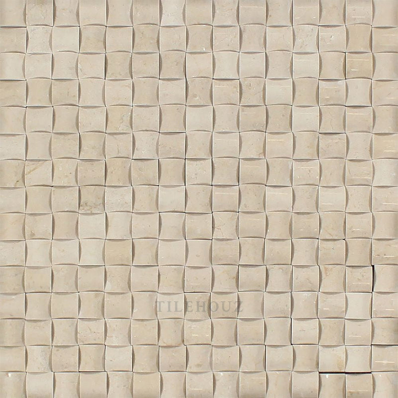 Crema Marfil Marble 3-D Small Bread Mosaic Tile Polished&honed Tiles