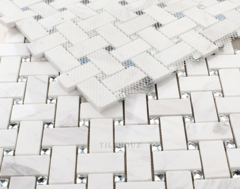 Cross White 12 X Glass Mosaic Tile