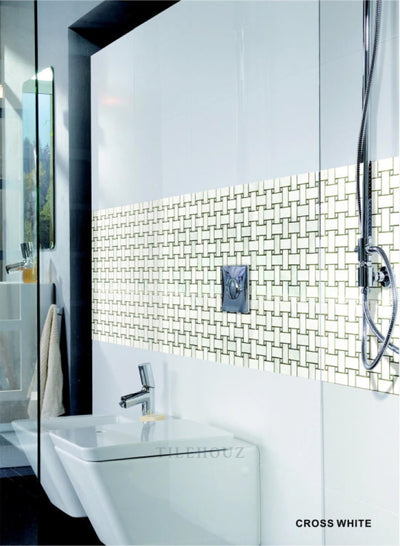 Cross White 12 X Glass Mosaic Tile