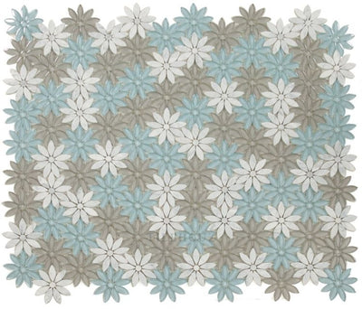 Daisy White Sky 10 X 11.25 Glass Mosaic Tile