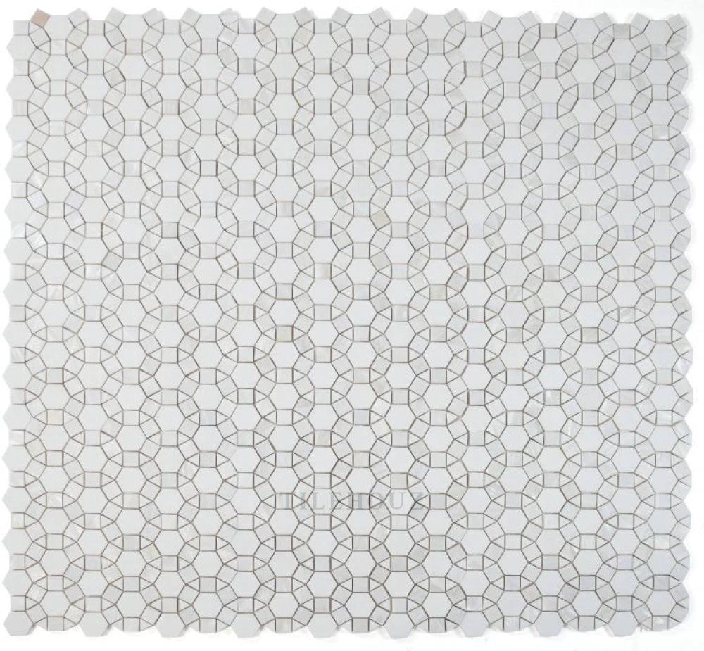 Diana Aether wall tile, 11.5 x 12, pearl white Carrara mosaic by Tilehouz