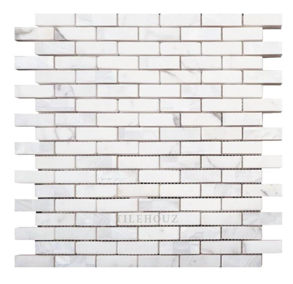 Diana Linear Calacatta Pearl wall tile mosaic 11.75 x 12 Tilehouz