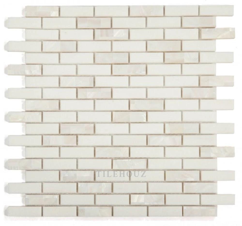 Diana Linear Thassos Pearl mosaic tile sheet 11.75x12 by Tilehouz