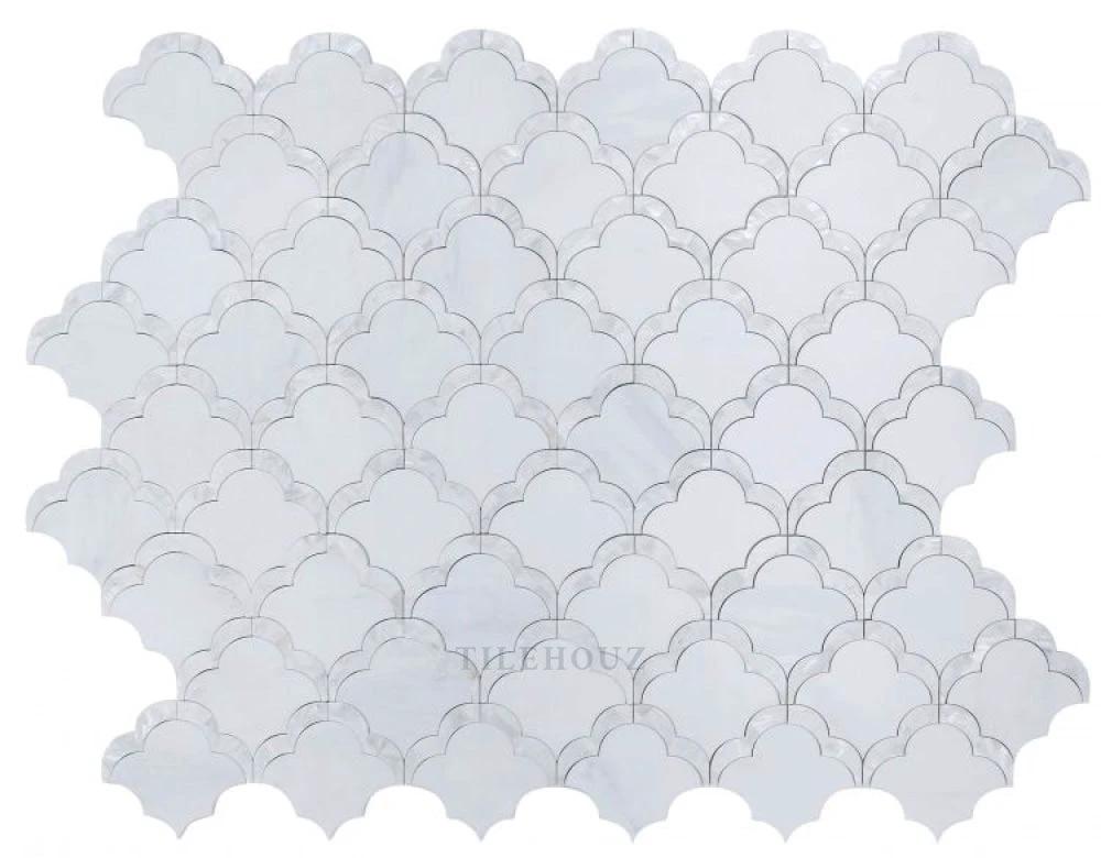 Diana Scale Pearl wall tile by Tilehouz, 10.5 x 12, scalloped mermaid-scale pattern.