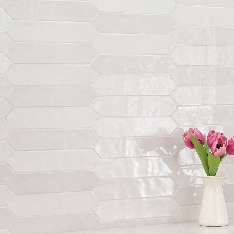 RENZO DOVE CERAMIC GLOSSY PICKETT TILE