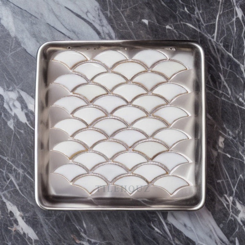 Dragon Scale Fancy White 9.75 X 12 Porcelain Mosaic Tile Handmade