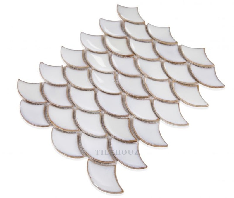 Dragon Scale Fancy White 9.75 X 12 Handmade Porcelain