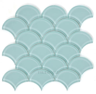 Dragon Scale Mint 9.5 X Glass Mosaic Tile